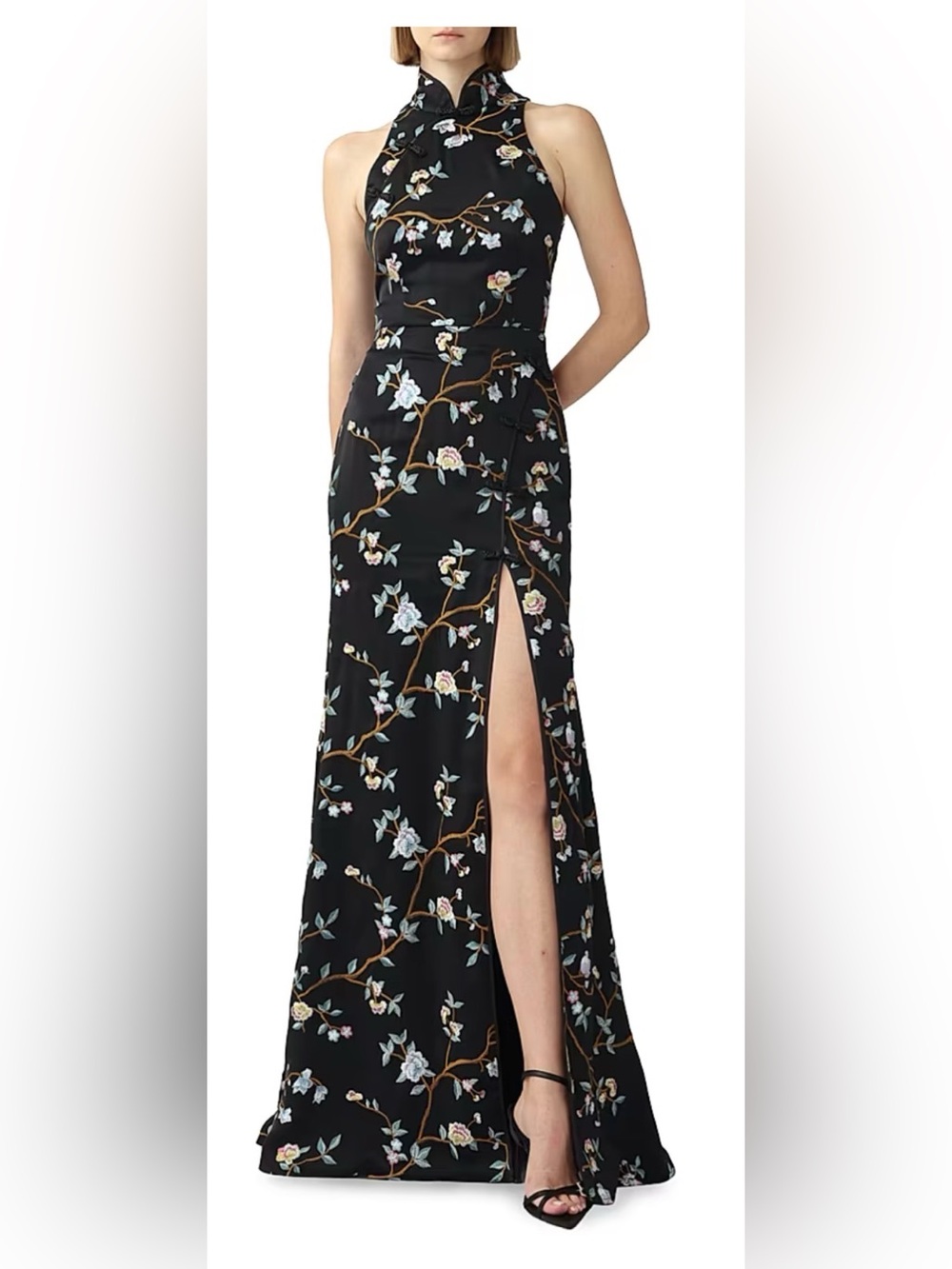 NEW, SAU LEE Ariana Floral Embroidered Satin Gown Size 10 - Picture 3 of 8